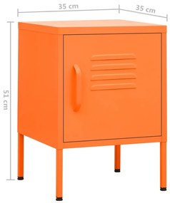 Mesa de cabeceira 35x35x51 cm aço laranja