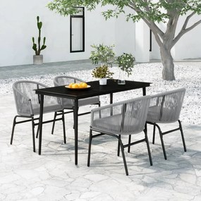 vidaXL 5 pcs conjunto de jantar para jardim cinzento
