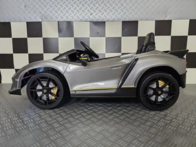 Carro elétrico para crianças LAMBORGHINI AUTÉNTICA 12V, Pneus Borracha, Assento pele, Luzes CINZA METÁLICO