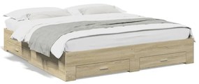 vidaXL Estrutura de cama c/ gavetas derivados madeira carvalho sonoma