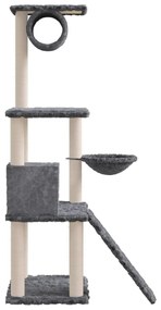 Árvore p/ gatos c/ postes arranhadores sisal 131cm cinza-escuro