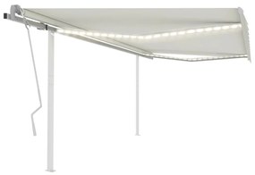 vidaXL Toldo retrátil manual com luzes LED 4x3 m cor creme