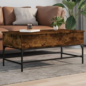vidaXL Mesa de centro 100x50x45cm deriv. madeira/metal carvalho fumado