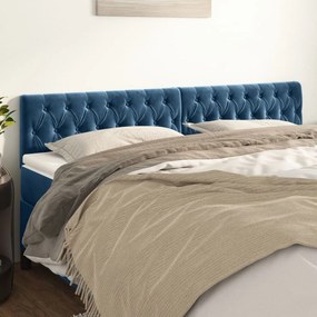 Cabeceira de cama 2 pcs veludo 100x7x78/88 cm azul-escuro