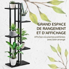 Estante para flores em aço com 5 prateleiras  40 x 22 x 113 cm,, para interior e exterior, suporte para plantas para jardim, varanda ou sala, preta