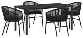 Conjunto de Jantar de Jardim de 5 Peças - Móveis de Rattan Preto