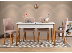 Conjunto de Mesa de Jantar Extensível Santiago – Pinho Atlântico/Branc