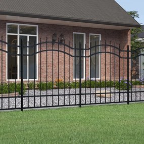 vidaXL Cerca de jardim com topo em forma de lança, preta, 239x125 cm, aço com revestimento em pó