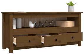Móvel de TV 114x35x52 cm madeira de pinho maciça castanho mel