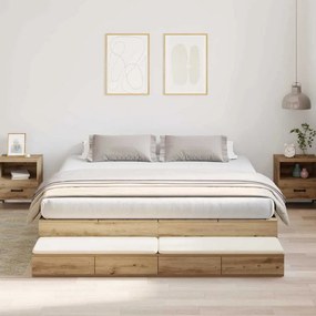 vidaXL Estrado de cama com arrumação Carvalho Artesanal 180 cm