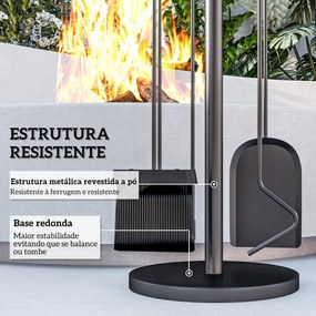 Conjunto de Ferramentas para Lareira em Metal – Ø25x54 cm | 5 Peças co