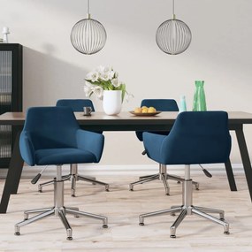 vidaXL Cadeiras de jantar giratórias 4 pcs veludo azul