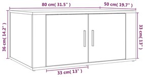 Mesa de centro 80x50x36 cm derivados de madeira cinza sonoma