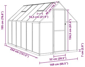 Estufa com estrutura base 334x169x195 cm alumínio antracite