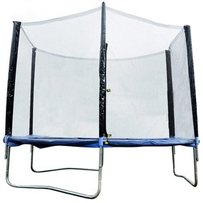 HOMCOM Cama Elástica Ø244cm com Rede de Segurança Conjunto para Jardim Carga máx. 100kg Azul e Preto