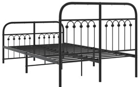 Estrutura de cama com cabeceira e pés 120x190 cm metal preto