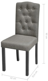 Cadeiras de jantar 6 pcs tecido cinzento