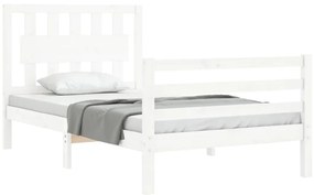 Estrutura cama de solteiro c/ cabeceira madeira maciça branco