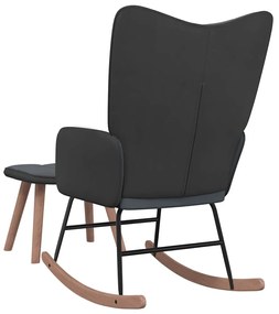 Cadeira de baloiço com banco PVC e veludo cinzento-escuro