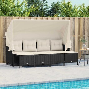 vidaXL 5 pcs conjunto sofás de jardim com almofadões vime PE preto