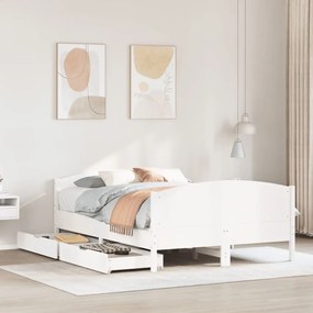 Cama sem colchão 140x190 cm madeira de pinho maciça branco