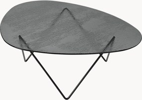 Mesa de centro oval artesanal com tampo de vidro Pedrera