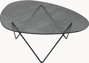 Mesa de centro oval artesanal com tampo em vidro Pedrera
