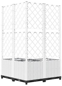 Vaso/floreira de jardim c/ treliça 80x80x136 cm PP branco
