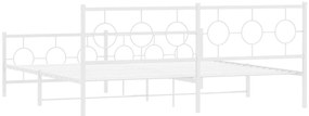 Estrutura de cama com cabeceira e pés 193x203 cm metal branco