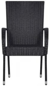 5 pcs conjunto de jantar para jardim preto