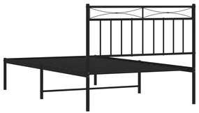 Estrutura de cama com cabeceira 100x200 cm metal preto