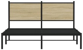 Estrutura de cama sem colchão 150x200cm metal carvalho sonoma