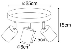 Candeeiro de teto moderno preto ajustável redondo 3 luzes - Java Moderno