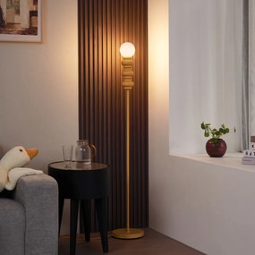 Candeeiro de Pé Retro Mostarda Amarelo com Vidro Fosco - Fedde