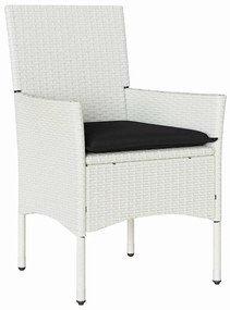 Conjunto de Jantar para Jardim de 5 Peças com Almofadas Branco em Ratt