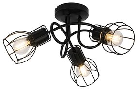 Candeeiro de teto moderno preto 40 cm redondo 3 luzes - Botu Moderno