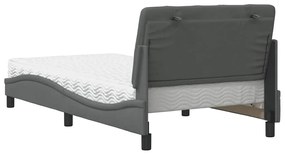 Cama com colchão 100x200 cm tecido cinzento-escuro