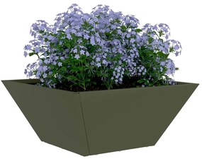 Cachepot de Jardim Verde-Azeitado 35x35x15 cm em Aço