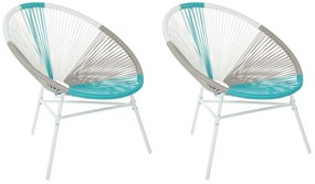Conjunto de 2 cadeiras de jardim em rattan multicolor azul ACAPULCO Beliani