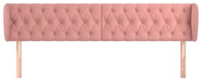 Cabeceira de cama c/ abas veludo 203x23x78/88 cm rosa