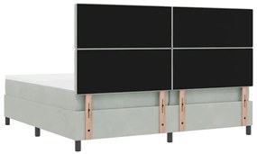 Cama Box com Colchão vidaXL Cinza Claro 200x200 cm Veludo