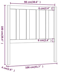 Cabeceira de cama 106x4x100 cm pinho maciço castanho mel