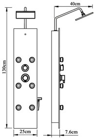 Coluna de duche vidro 25x47,5x130 cm branco