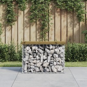 vidaXL Banco de jardim c/ design gabião 63x31,5x42 cm pinho impregnado