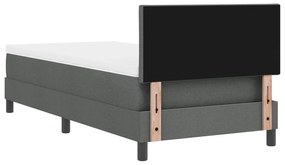 Cama Box Spring com Colchão &amp; LED Cinza Escuro 90x190 cm Tecido