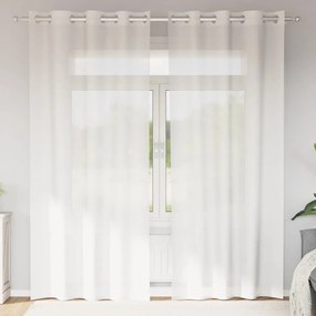 vidaXL Cortinas de voile com ilhós 2 pcs branco