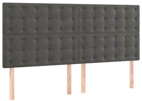 Cama com molas/colchão 160x200 cm veludo cinzento-escuro