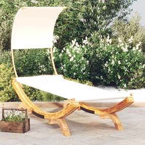 vidaXL Espreguiçadeira c/ toldo 100x200x126 cm madeira curva creme