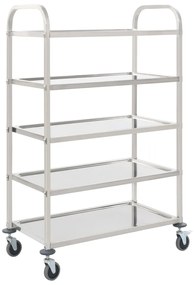 vidaXL Carrinho de cozinha de 5 níveis 107x55x147 cm aço inoxidável