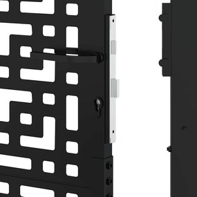 Portão de jardim 105x106 cm design cruzado de aço preto